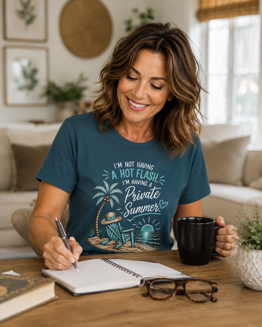 Funny Menopause Shirt | Private Summer Hot Flash Tee | Beach Chair Palm Tree Design