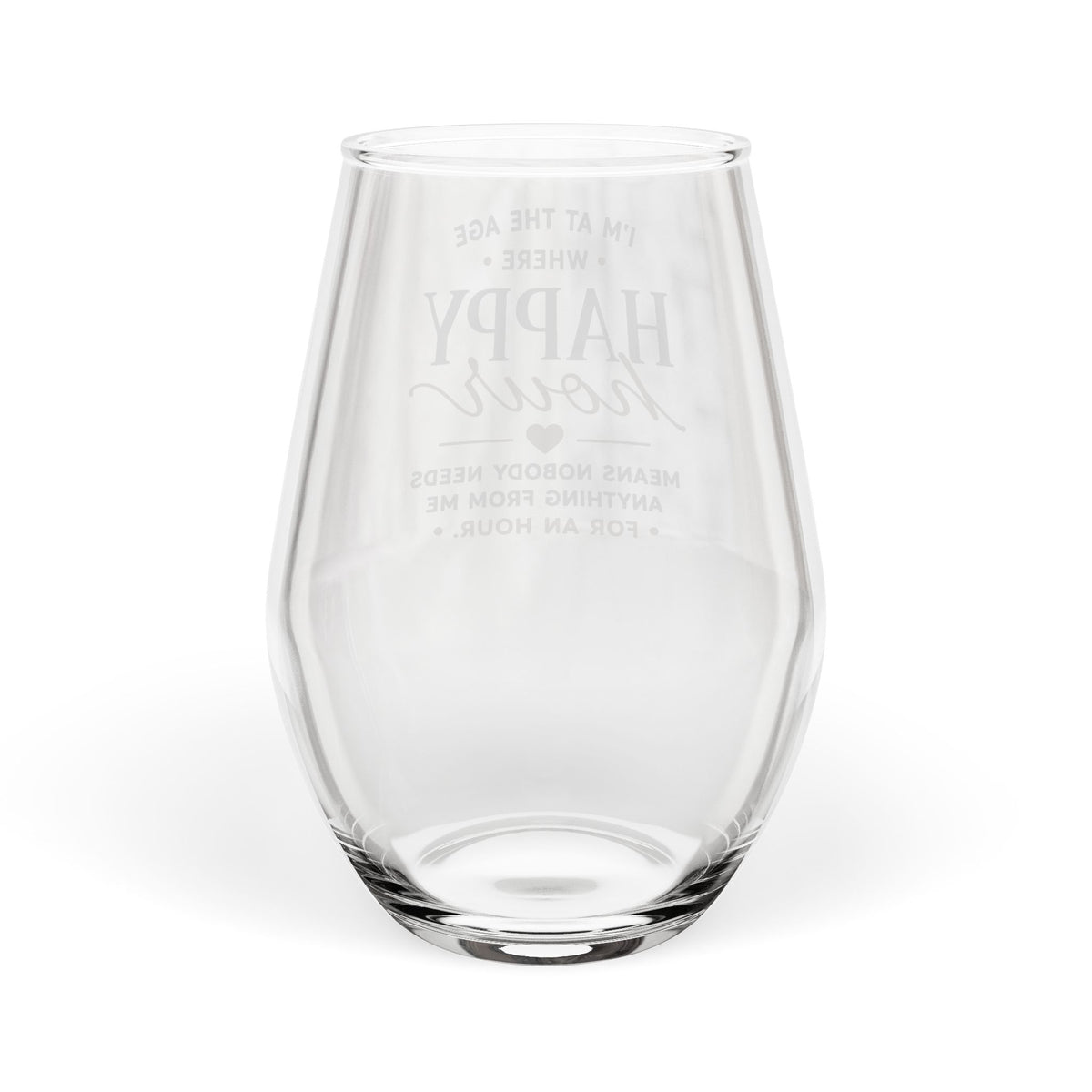 Happy Hour Wine Glass | Funny Stemless Wine Glass for Women | Wine Lover Gift