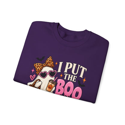 Funny Halloween Sweatshirt for Women | I Put the Boo in Bougie | Cute Ghost Crewneck