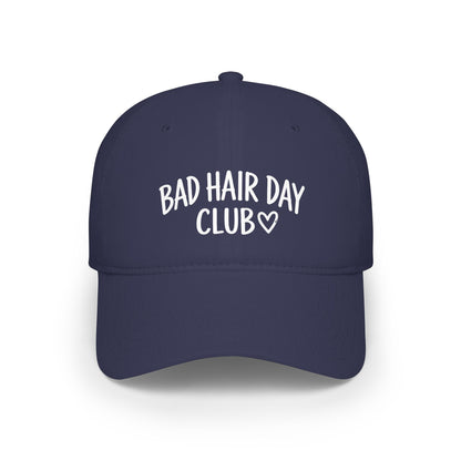 Bad Hair Day Club Hat | Funny Baseball Cap for Women | Navy Low Profile Cap | Funny Gift for Her