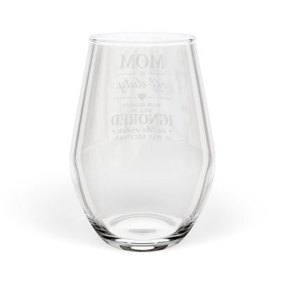 Mom Off Duty Wine Glass | Funny Mom Gift | Stemless Wine Glass for Mom