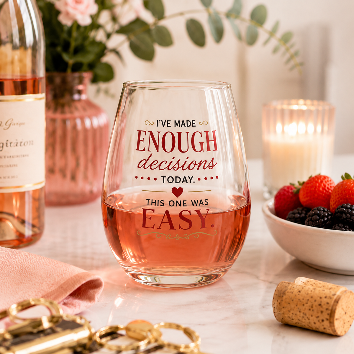 I've Made Enough Decisions Wine Glass | Funny Stemless Wine Glass for Women | Wine Lover Gift