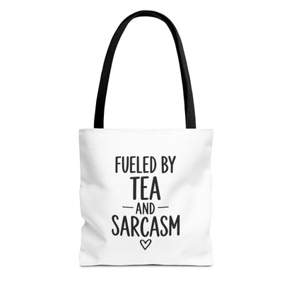 Fueled by Coffee or Tea and Sarcasm Tote Bag | Funny Coffee Lover Gift | Sarcastic Tote for Women